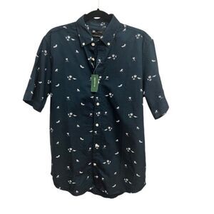 Le 31 Simons Summer Print Button Down Shirt Navy